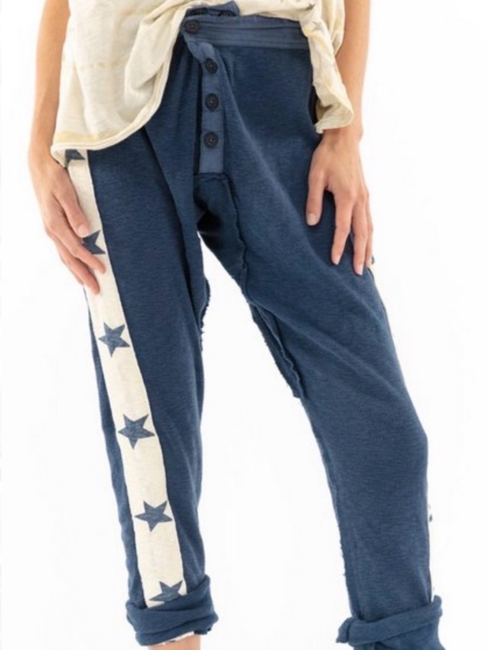 Magnolia Pearl Navy Jogger Pants with Cream Star Stripe